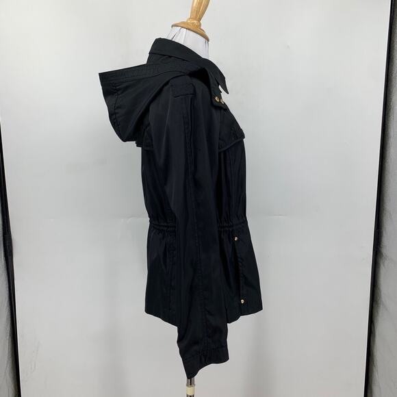 Vince Camuto Jacket Womens PP/PS Black Gold Quilt Trim Anorak Detach Hood - Picture 8 of 16
